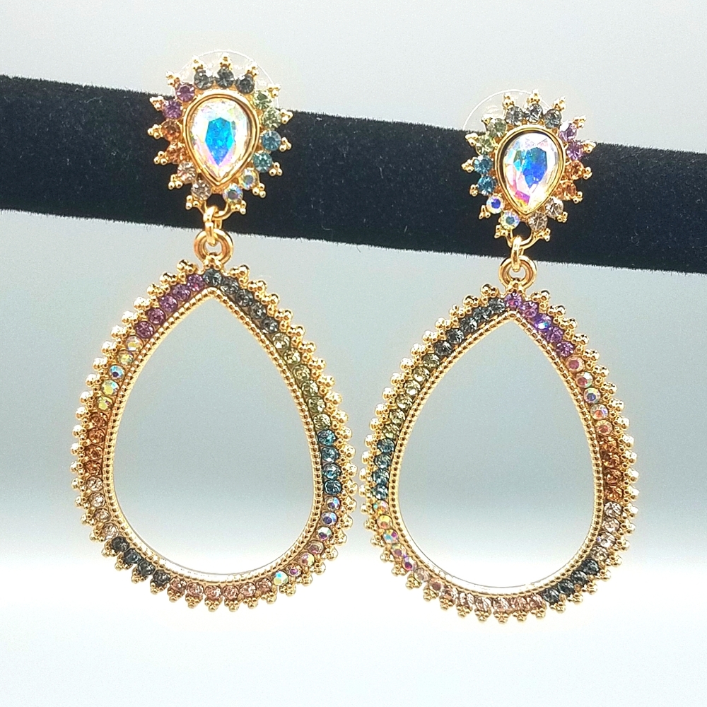 New Christian Siriano Rainbow Tear Drop Earrings